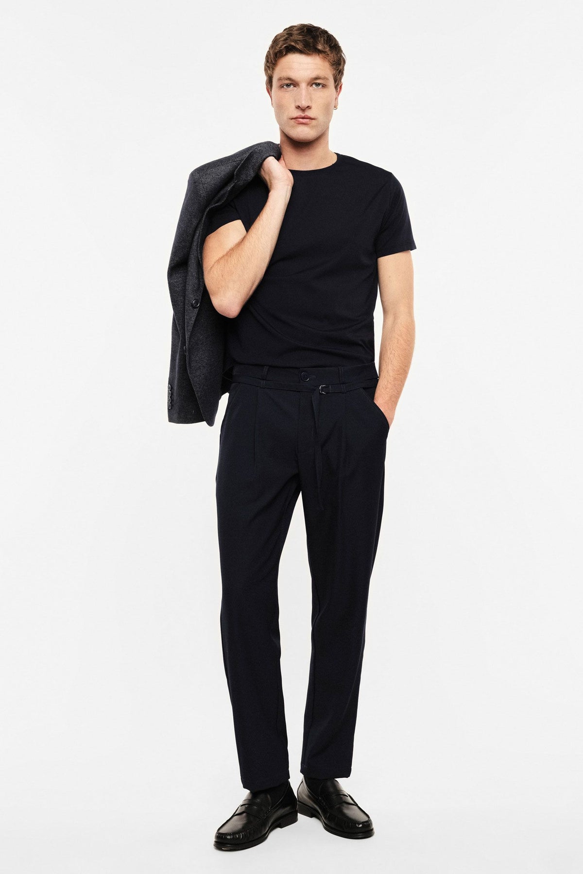 Pantaloni regular-fit con pince e cintura sottile Blu Imperial P89793D519