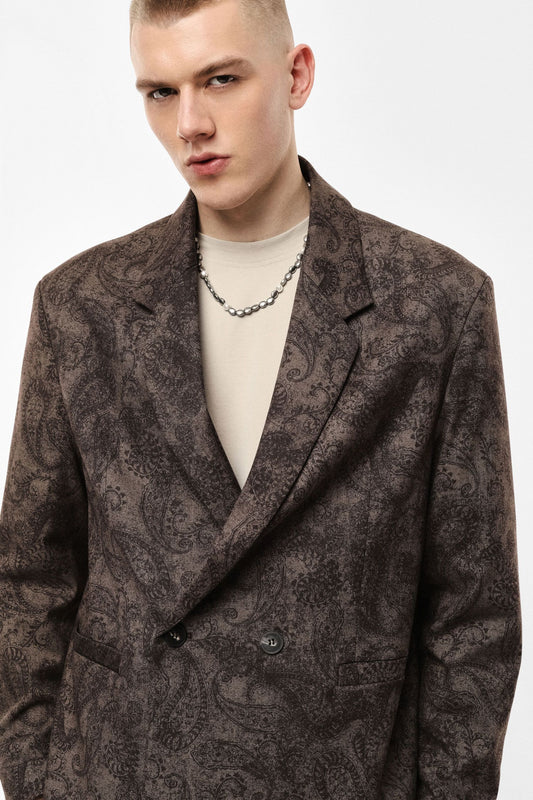 Blazer doppiopetto con stampa paisley