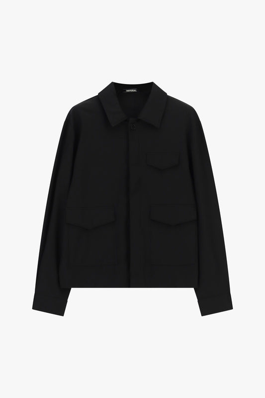Camicia classica con tasche frontali e collo classico Nero Imperial C89793D525