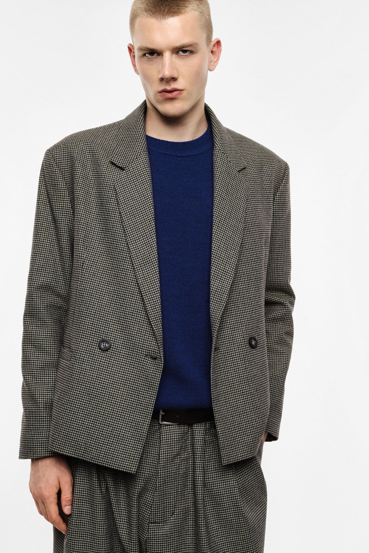 Blazer doppiopetto fantasia micro pied-de-poule Fango/Viola Imperial JZEJMAL