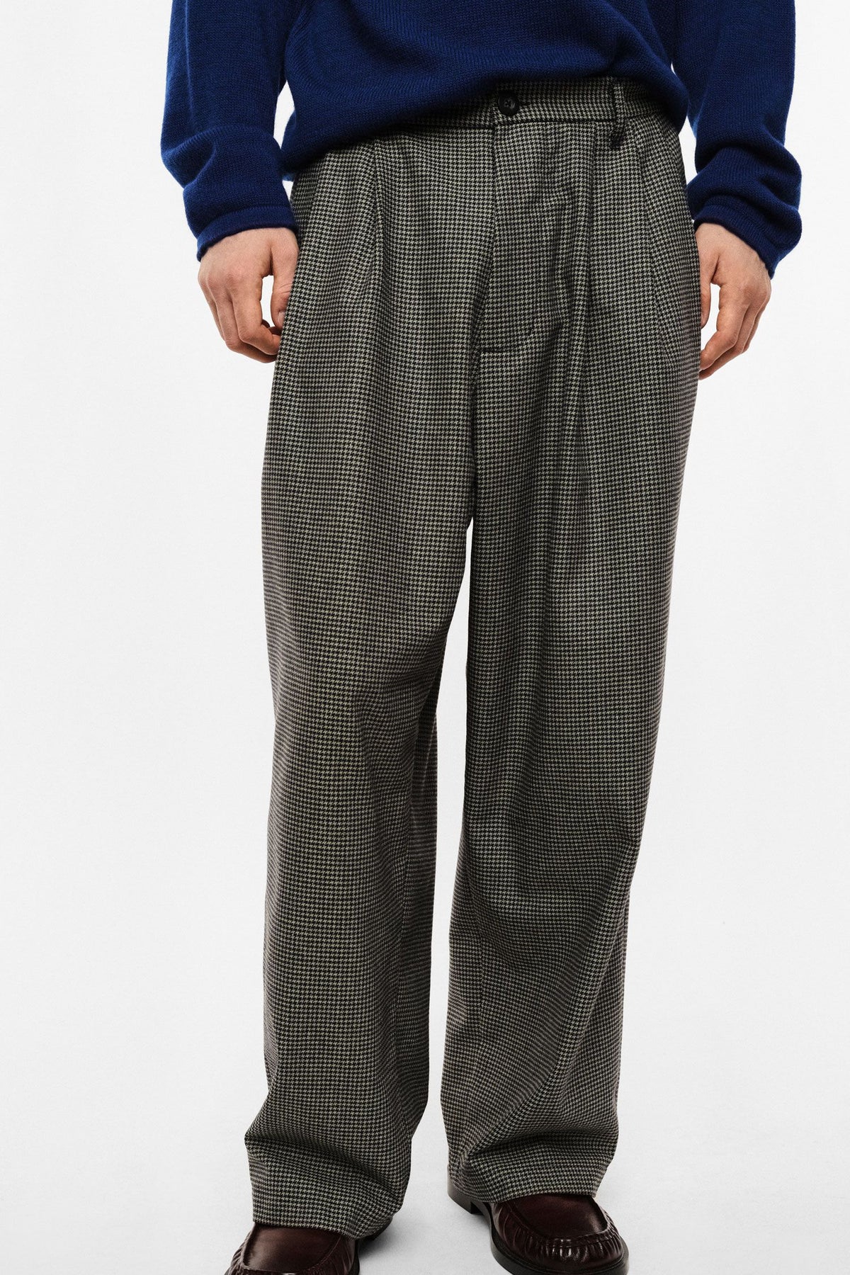 Pantaloni a vita alta ampi fantasia microquadri Fango/Viola Imperial PE5NMAL