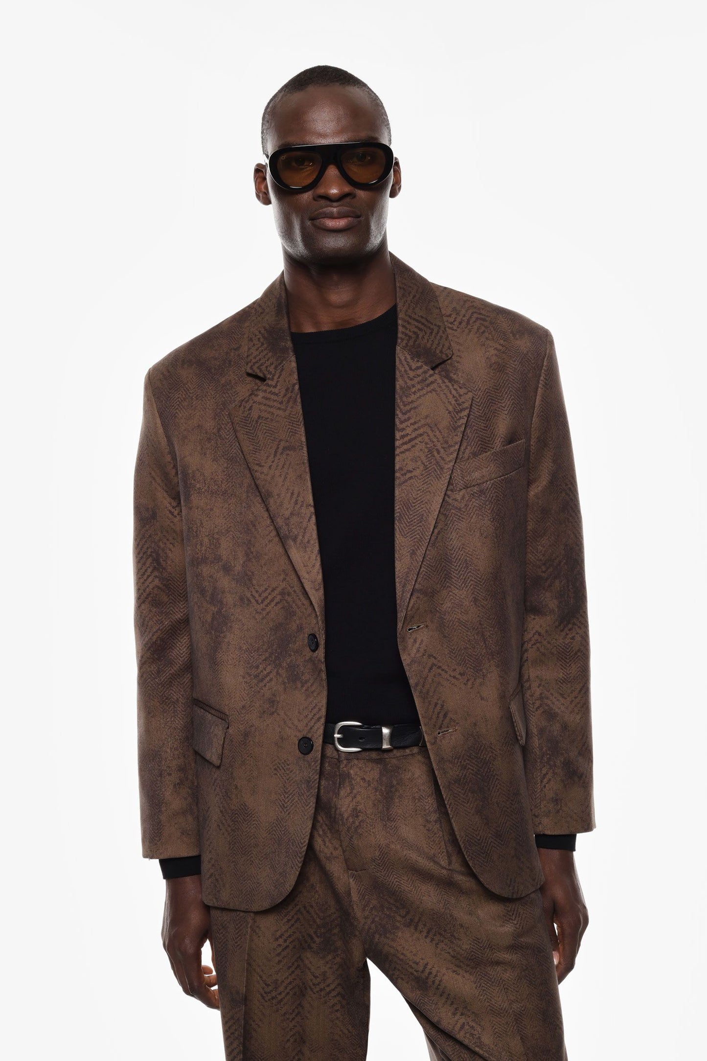 Blazer monopetto con stampa astratta