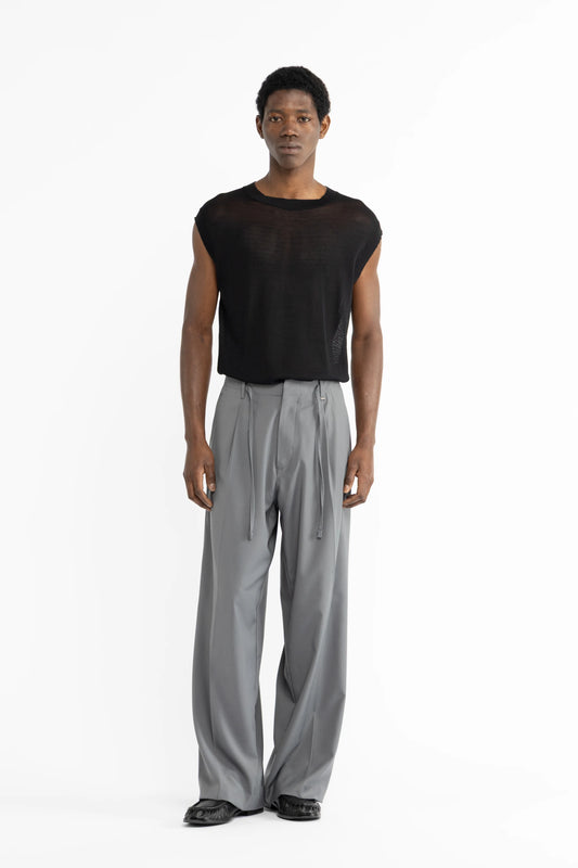 Pantalone con coulisse fondo molto ampio - Grigio