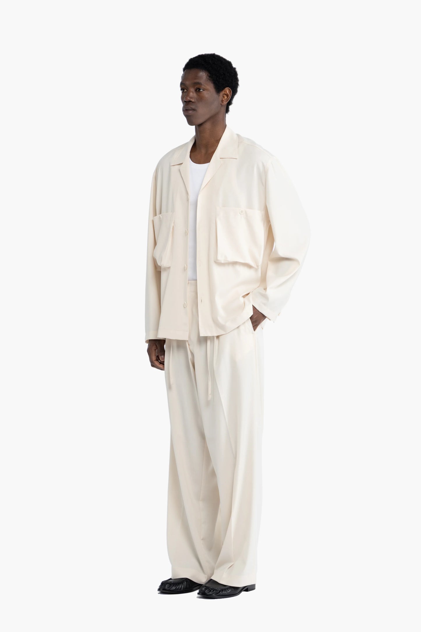 Pantalone con coulisse fondo molto ampio - Panna