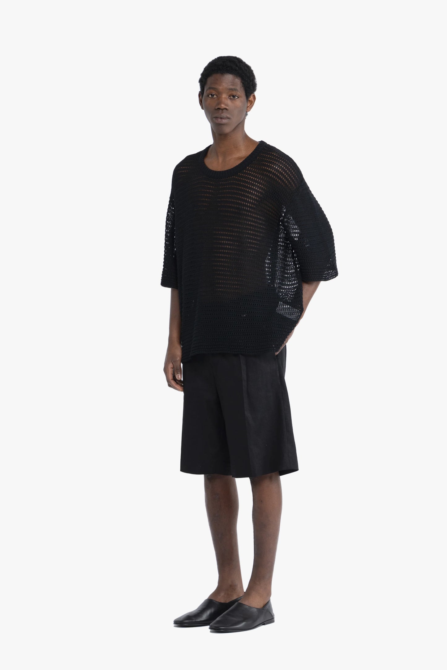 Maglia crochet oversize - Nero