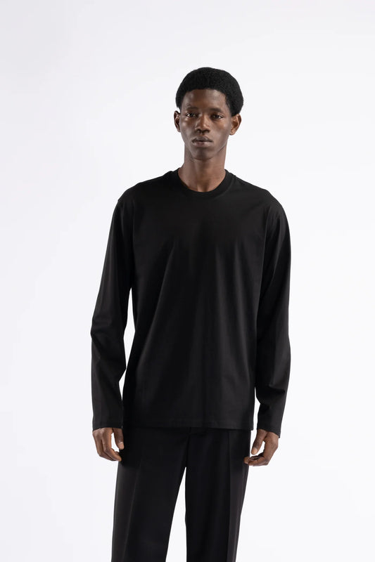 T-shirt cotone mercerizzato manica lunga - Nero