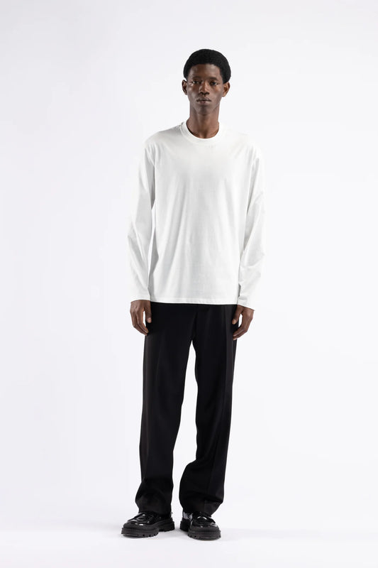 T-shirt in cotone mercerizzato manica lunga - Panna