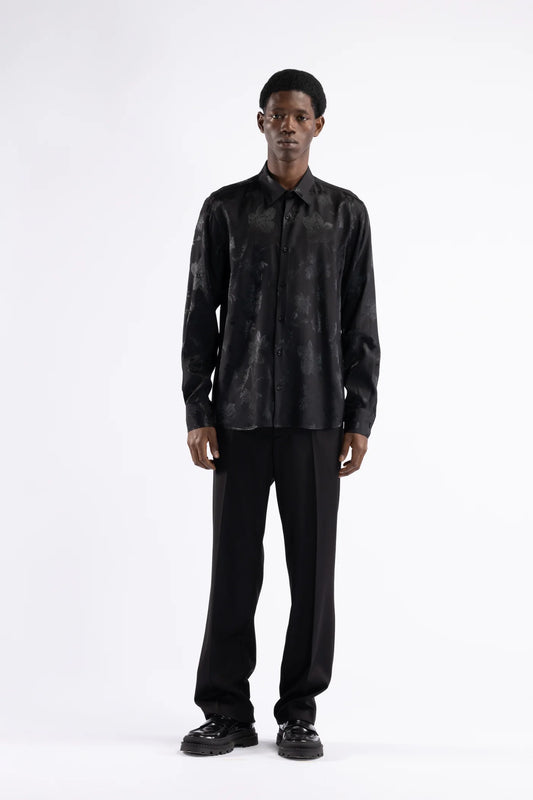 Camicia in viscosa jacquard - Nero
