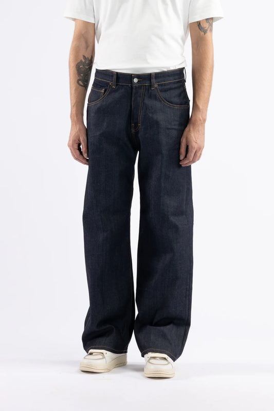 Jeans fondo ampio in denim indigo