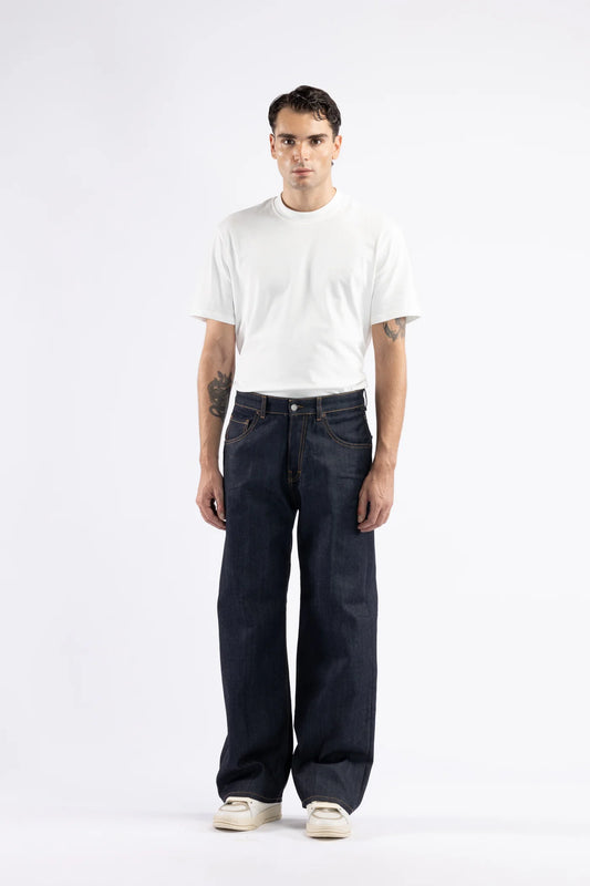 Jeans fondo ampio in denim indigo