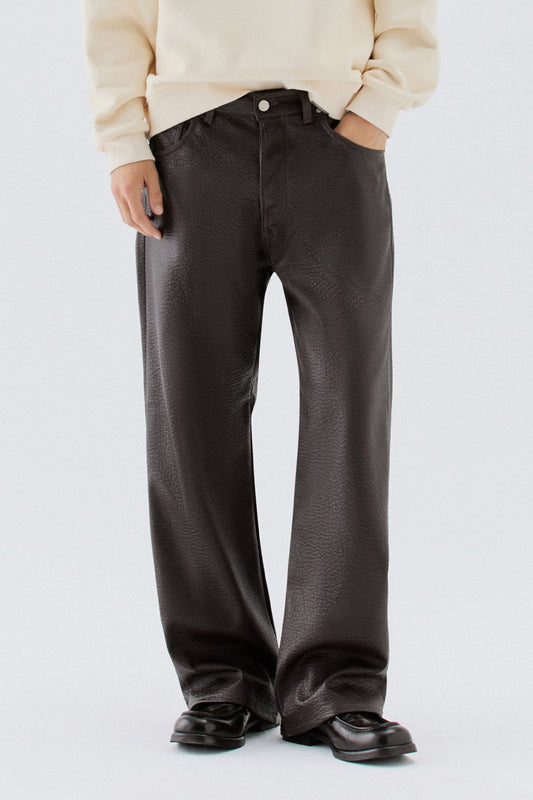Pantaloni ampi effetto pelle - Moro I’M BRIAN PA3902