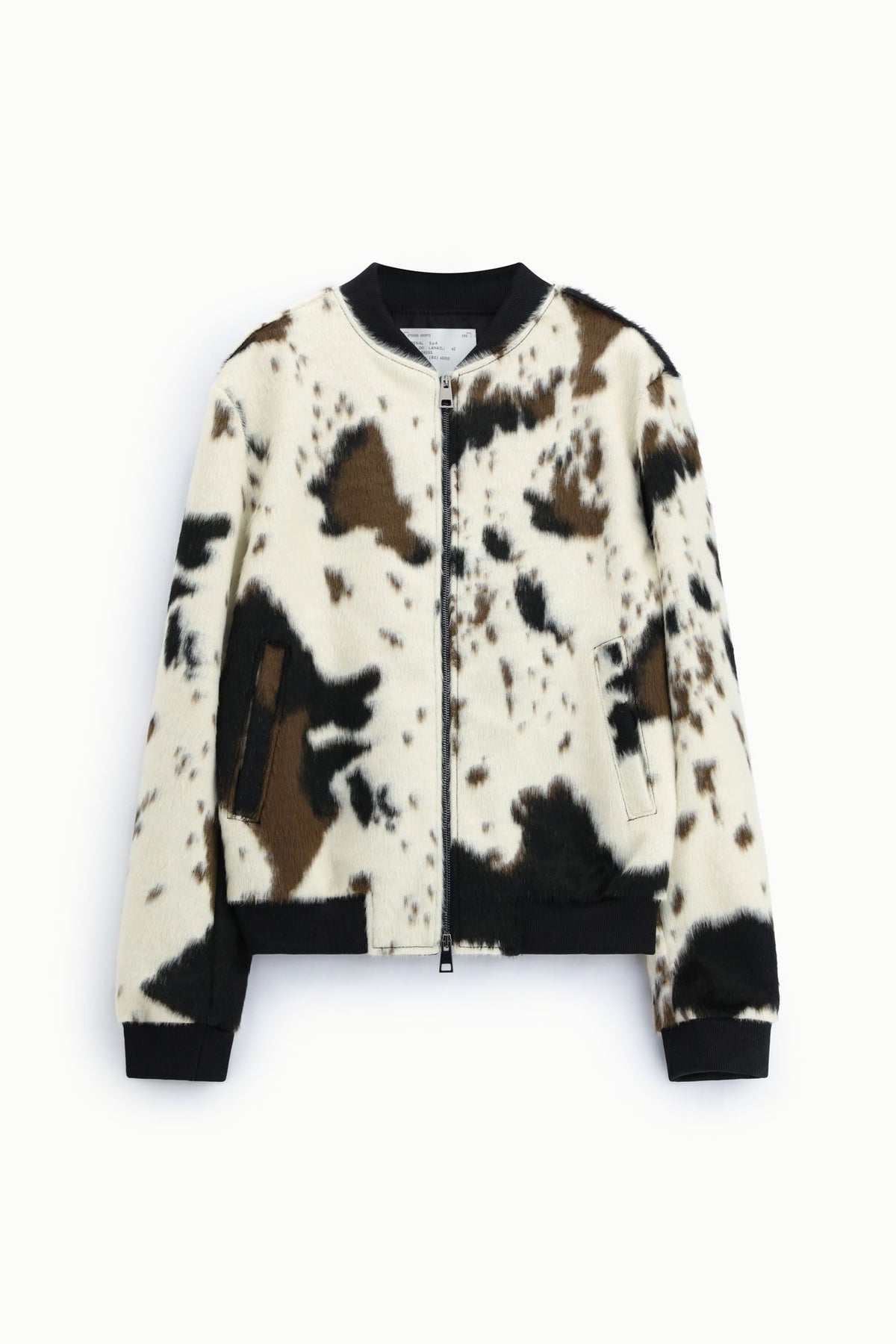 Bomber stampato con zip e profili a costine Beige Imperial U3025867