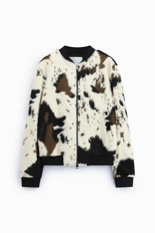 Bomber stampato con zip e profili a costine Beige Imperial U3025867