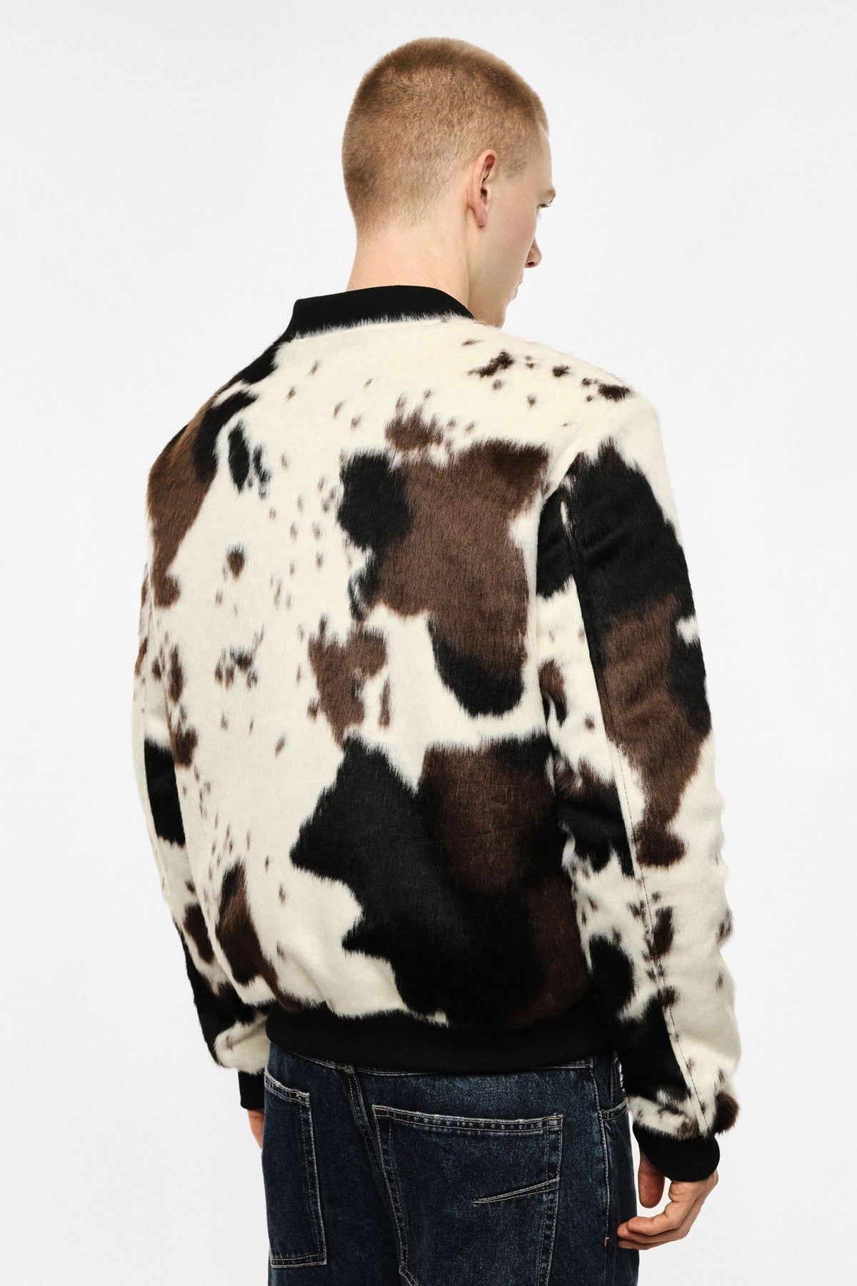 Bomber stampato con zip e profili a costine Beige Imperial U3025867