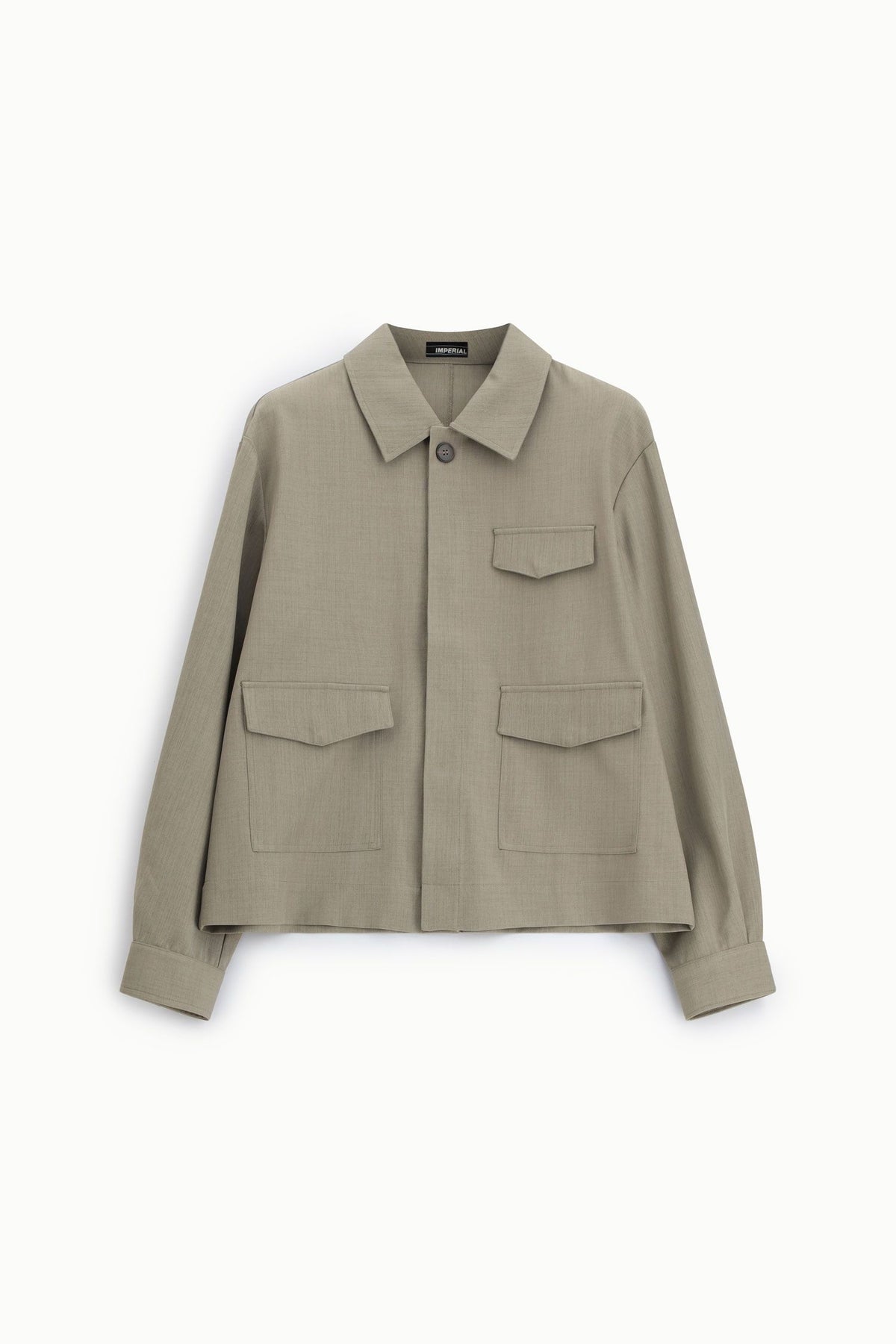 Camicia classica con tasche frontali e collo classico Tortora Imperial C89793D525