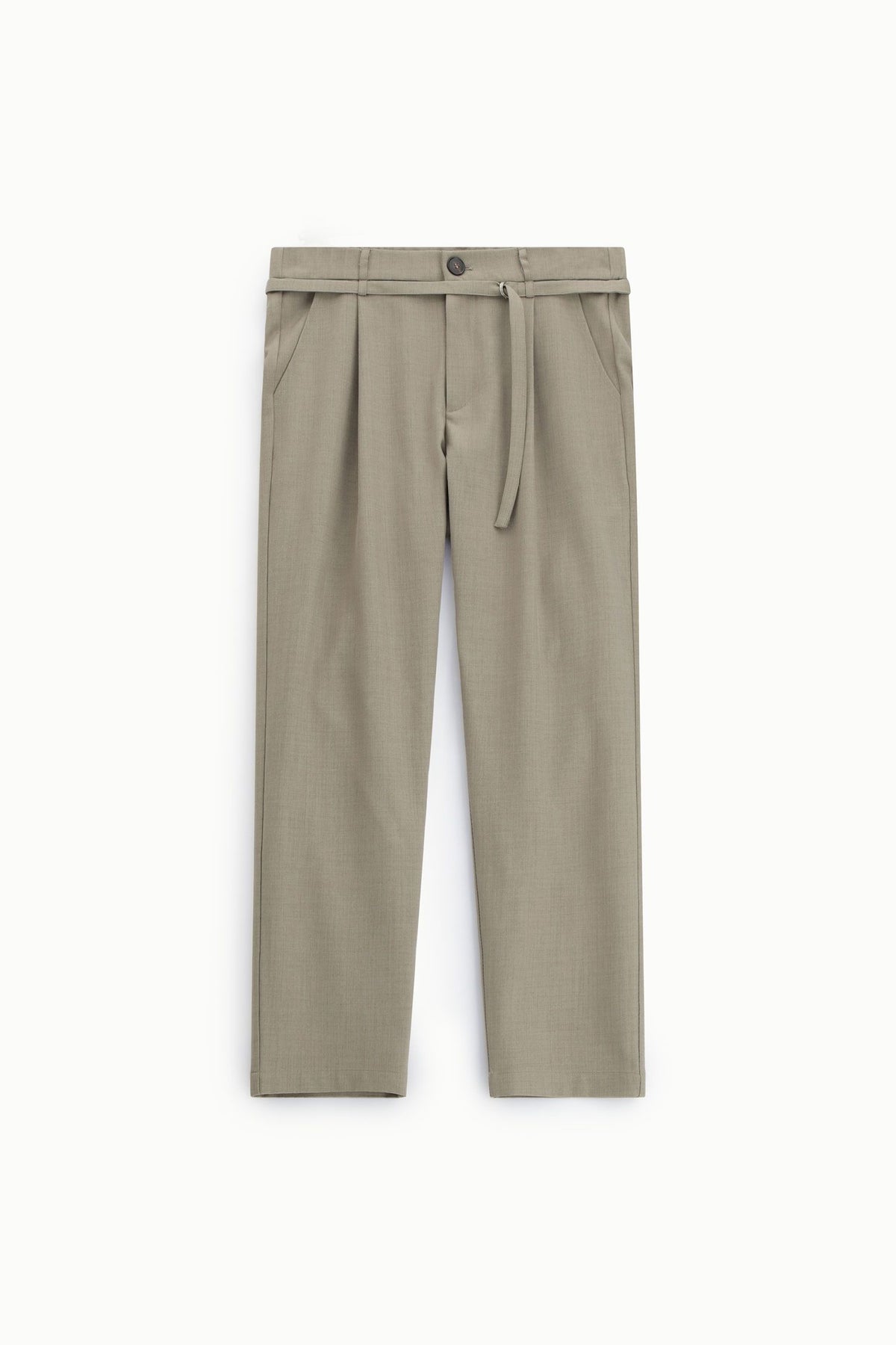 Pantaloni regular-fit con pince e cintura sottile Tortora Imperial P89793D519