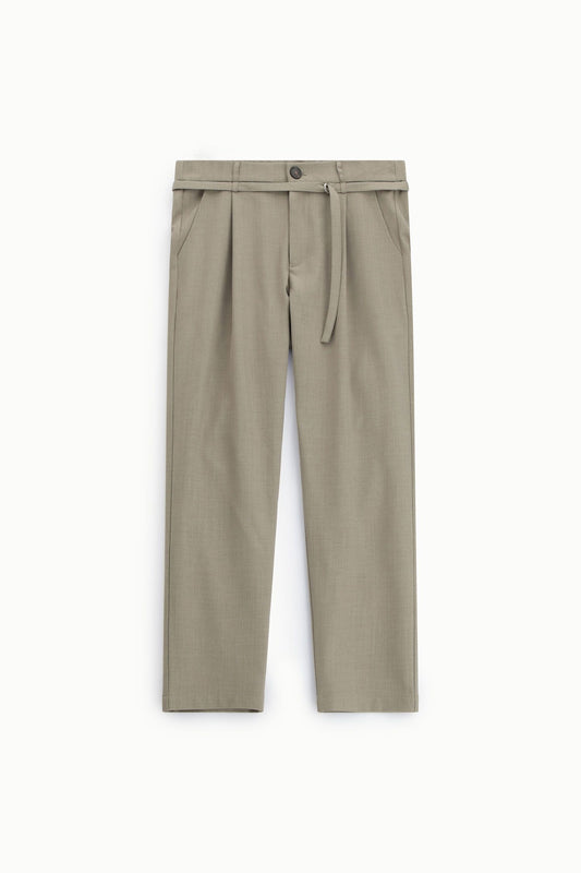 Pantaloni regular-fit con pince e cintura sottile Tortora Imperial P89793D519