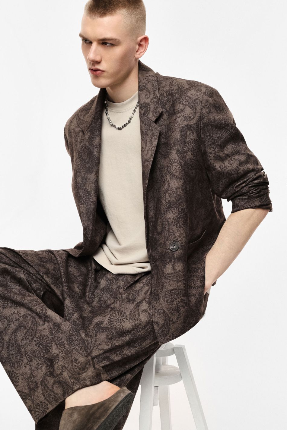 Blazer doppiopetto con stampa paisley
