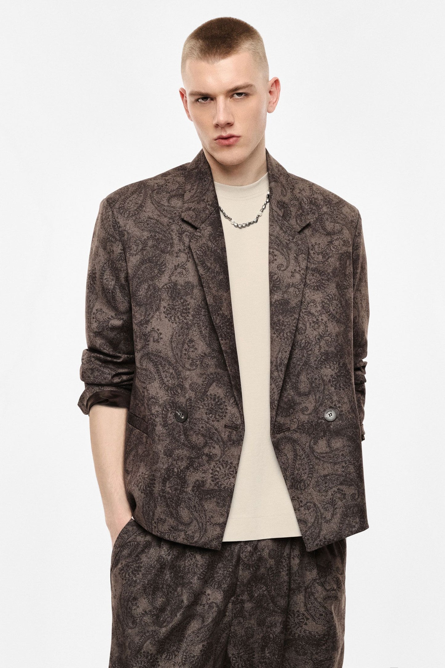 Blazer doppiopetto con stampa paisley