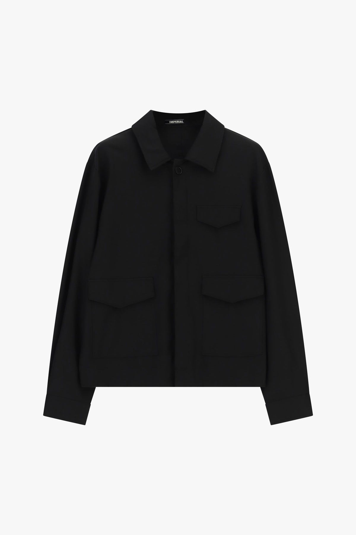 Camicia classica con tasche frontali e collo classico Nero Imperial C89793D525
