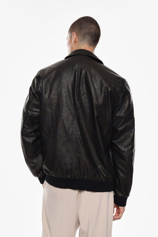 Giubbotto in similpelle con zip frontale