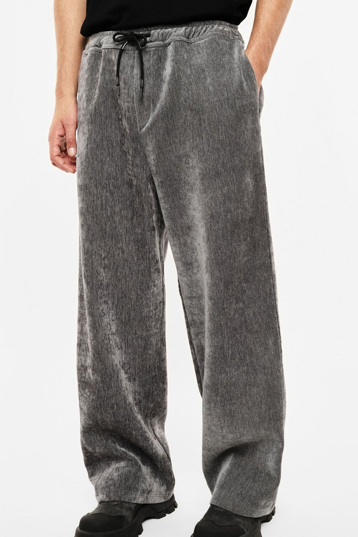 Pantaloni baggy-fit con coulisse e gamba ampia Grigio Imperial P64073I356