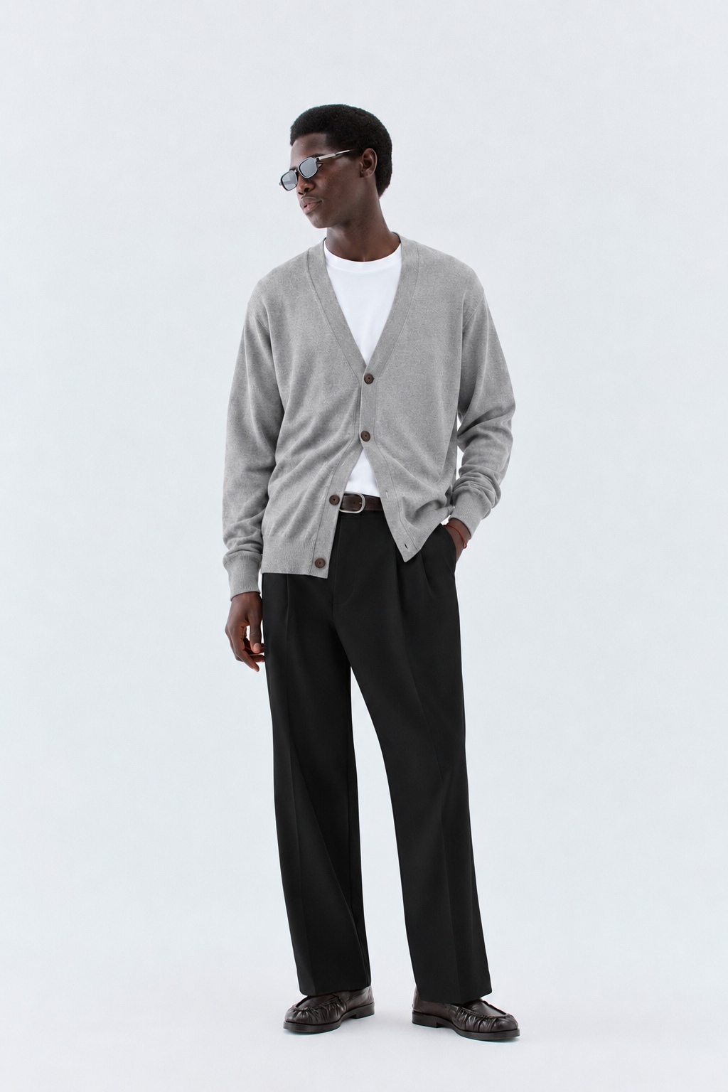 Cardigan in maglia rasata - Grigio I’M BRIAN MA3815