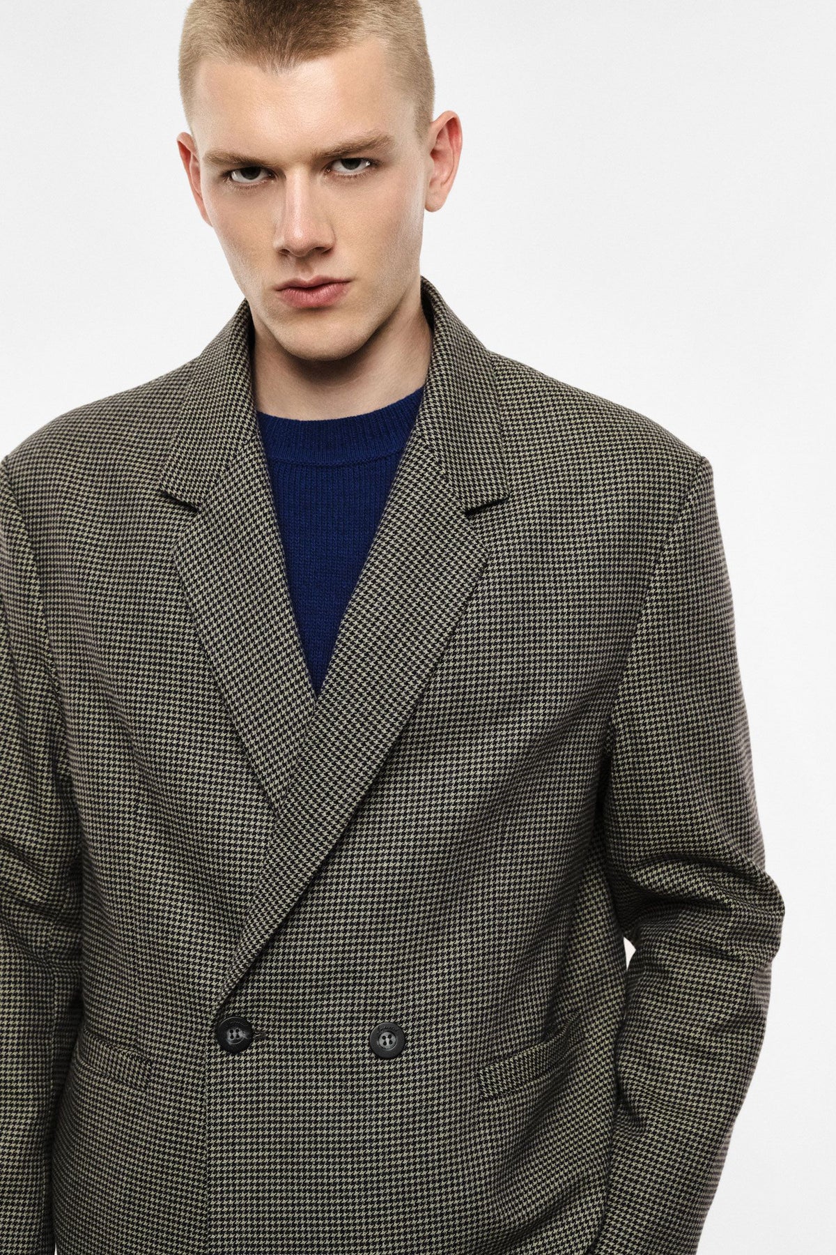 Blazer doppiopetto fantasia micro pied-de-poule Fango/Viola Imperial JZEJMAL