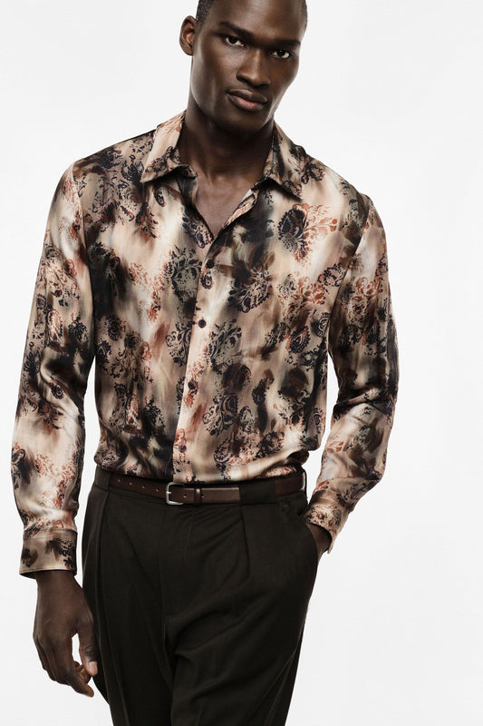 Camicia fantasia stampa floreale fit regolare Marrone/Beige Imperial CYT9MDC