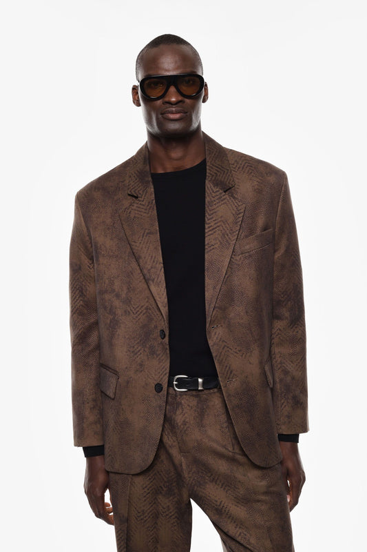 Blazer monopetto con stampa astratta