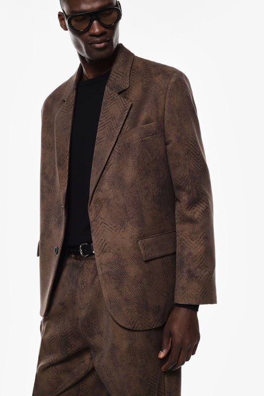 Blazer monopetto con stampa astratta