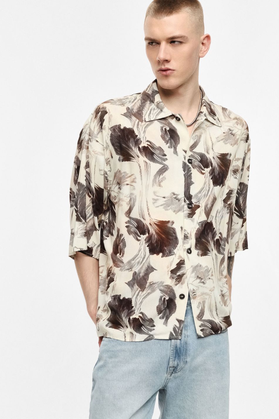 Camicia ampia fantasia botanica
