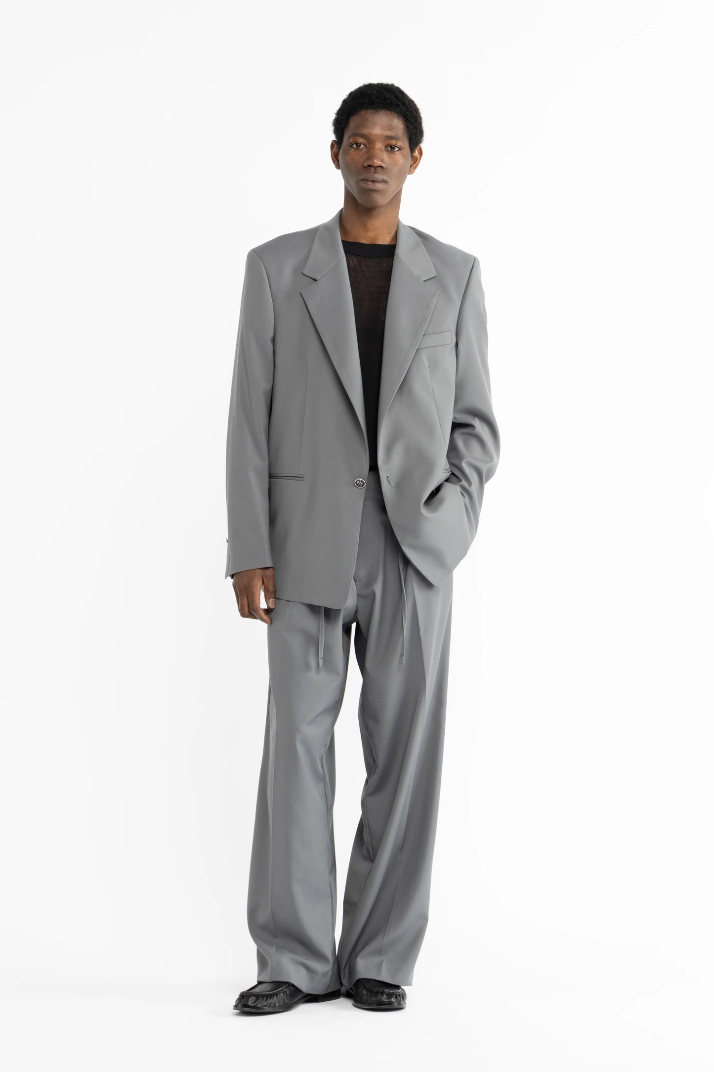 Pantalone con coulisse fondo molto ampio - Grigio