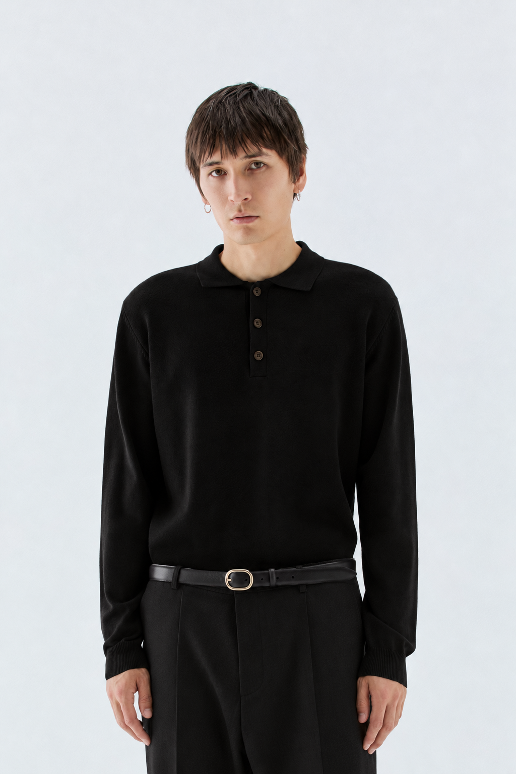 Polo in maglia rasata - Nero I’M BRIAN MA3816