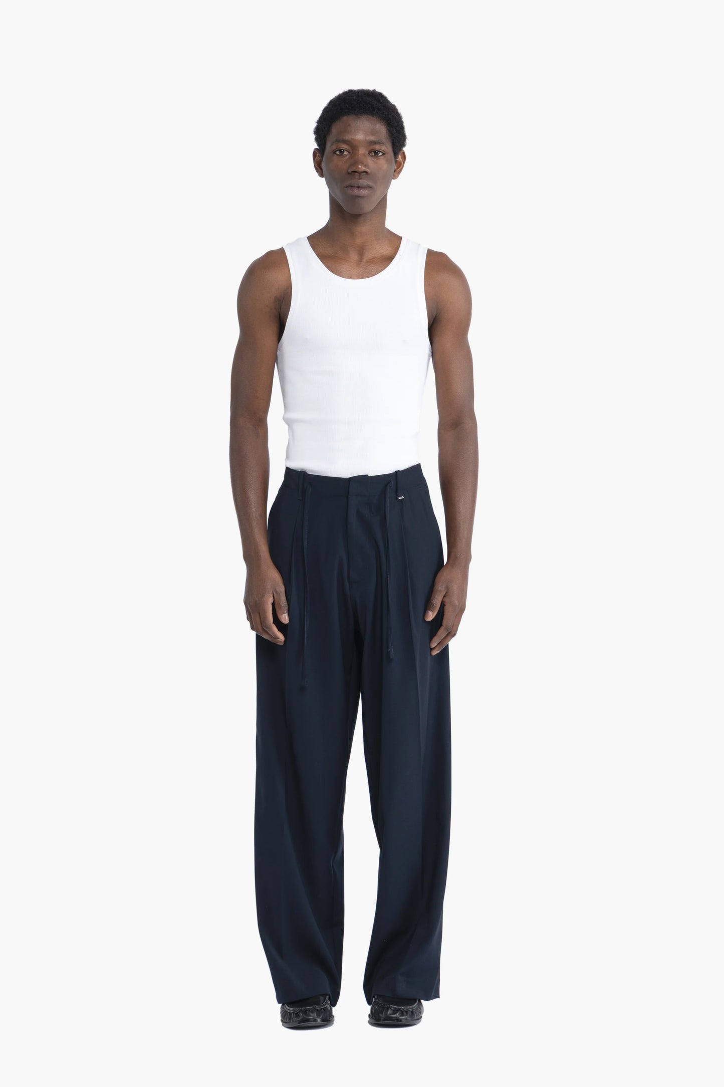 Pantalone con coulisse fondo molto ampio - Blu