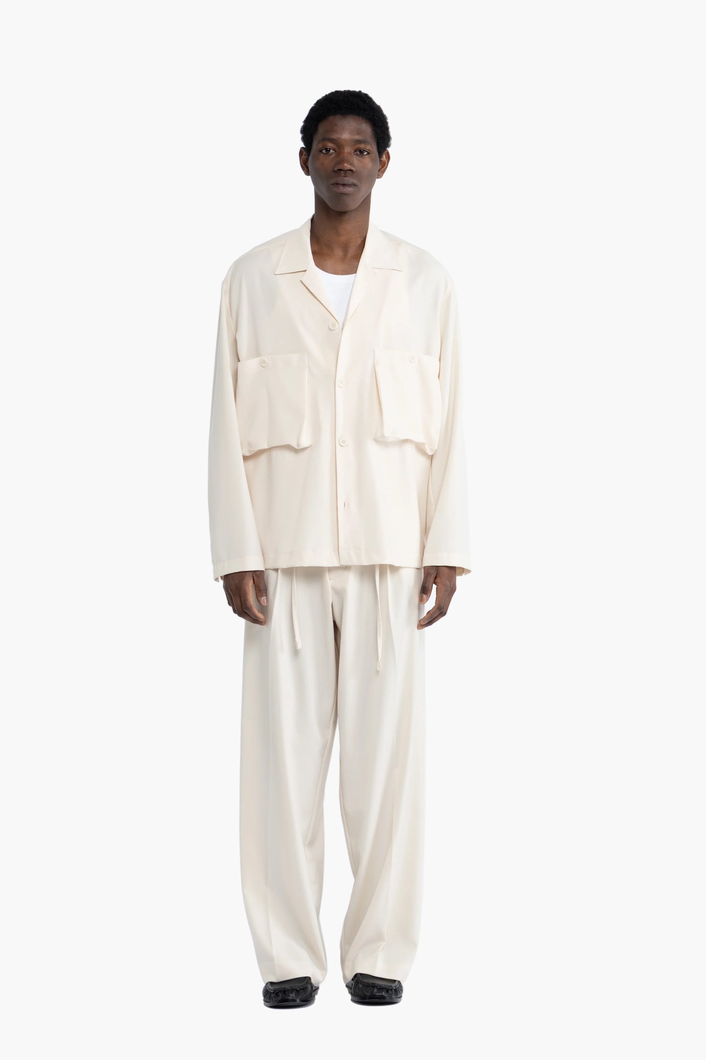 Pantalone con coulisse fondo molto ampio - Panna