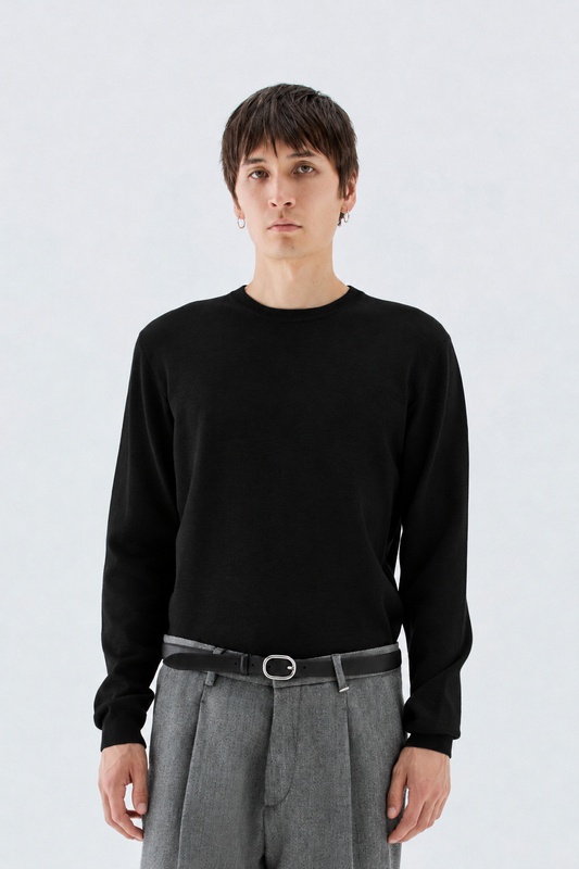 Girocollo in maglia rasata - Nero I’M BRIAN MA3814