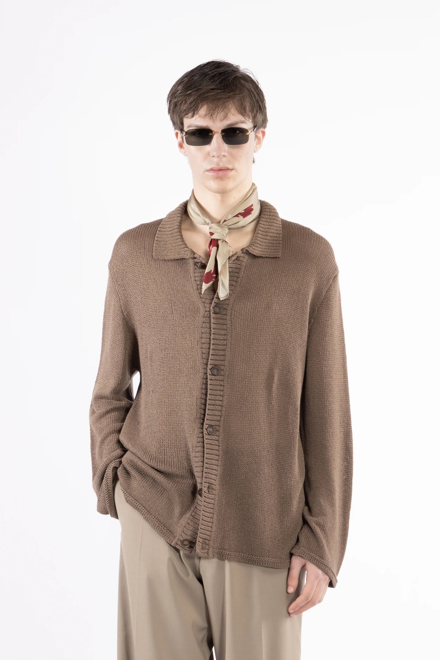 Camicia cardigan in maglia - Moro