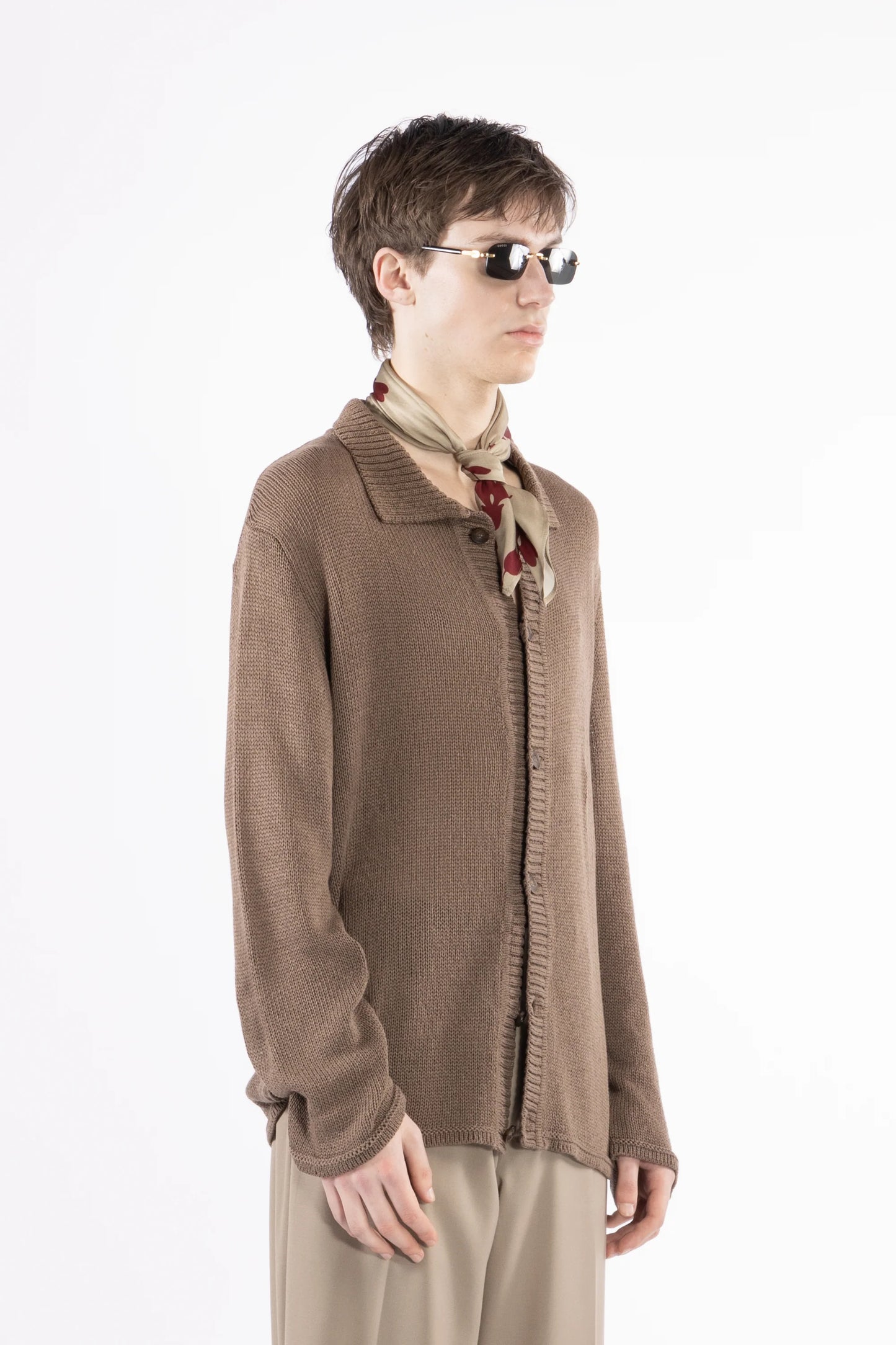 Camicia cardigan in maglia - Moro