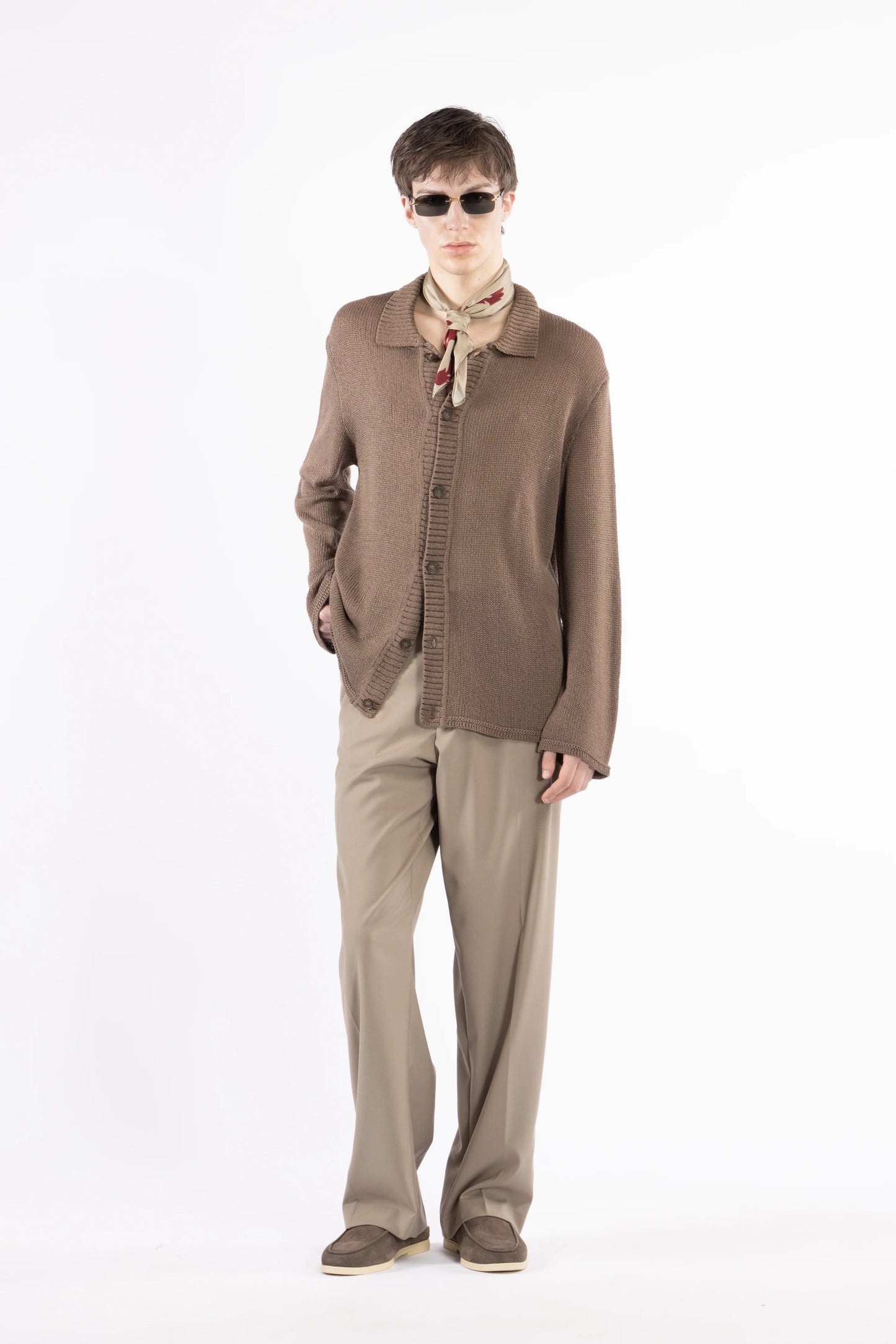 Camicia cardigan in maglia - Moro