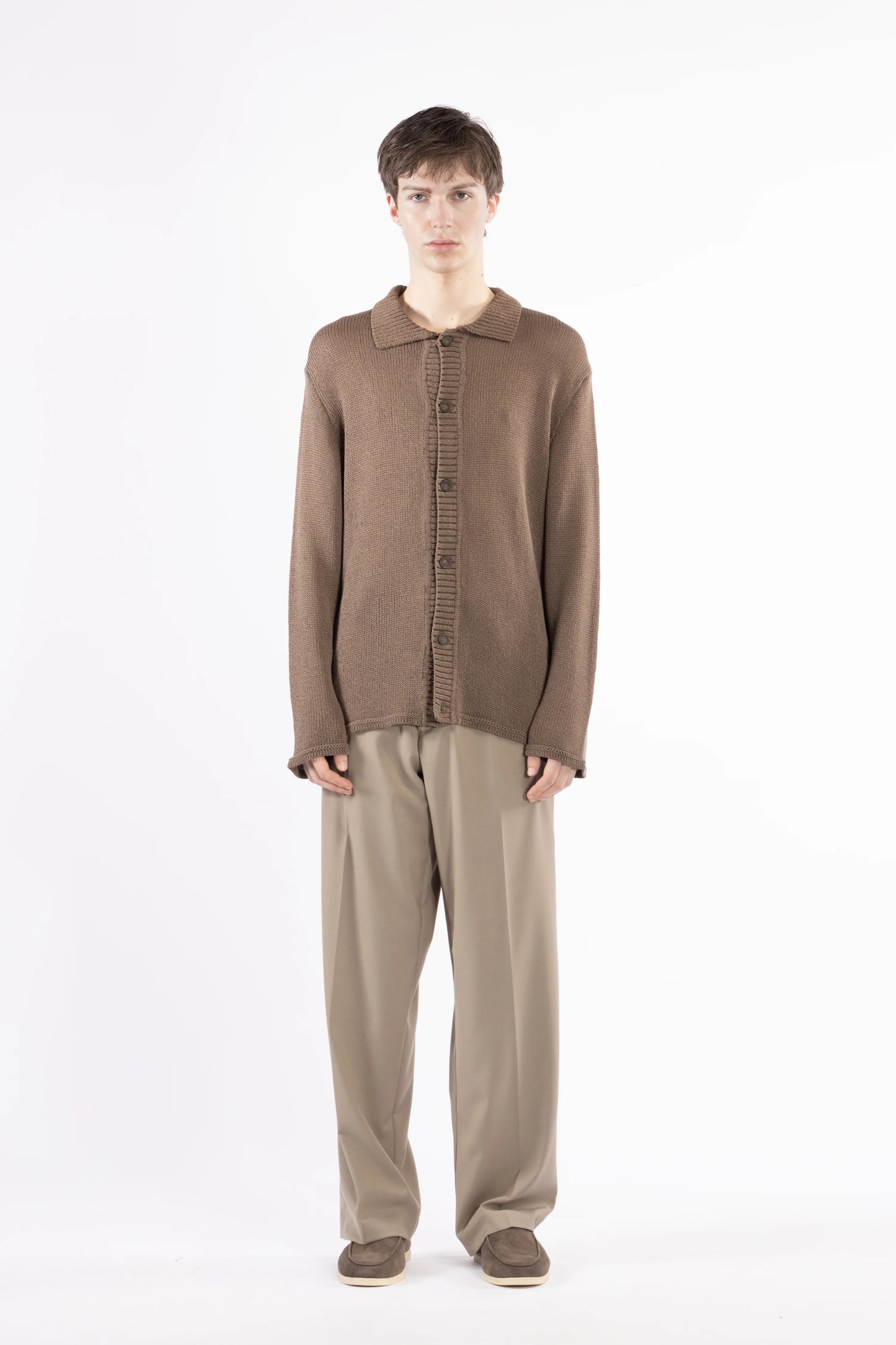 Camicia cardigan in maglia - Moro