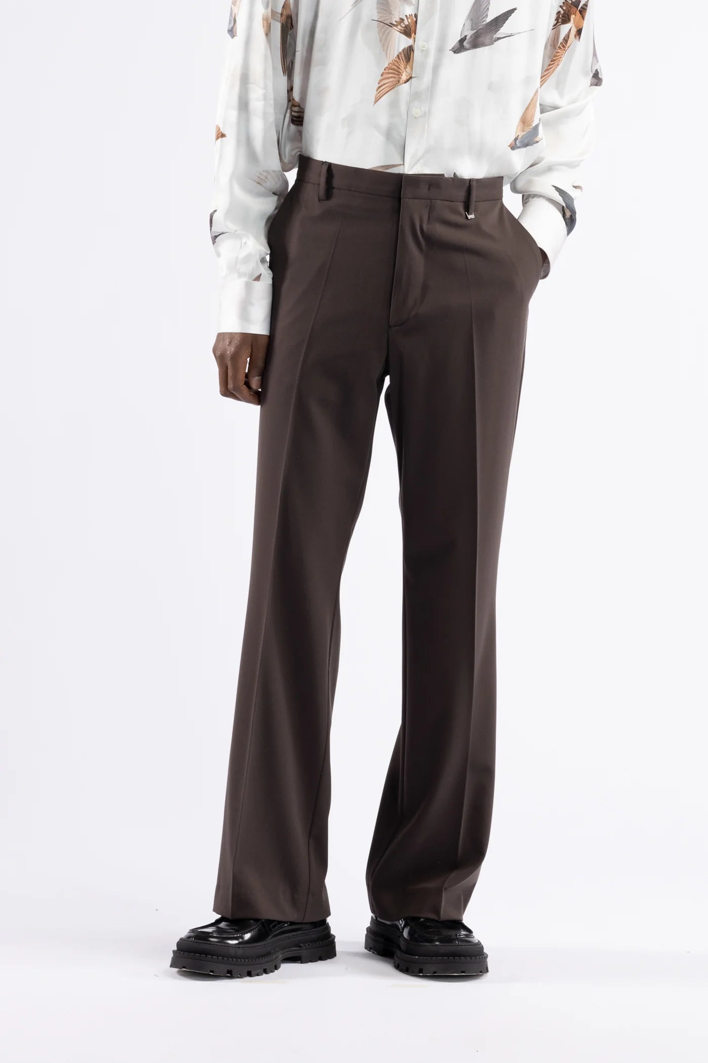 Pantalone flare misto lana - Moro