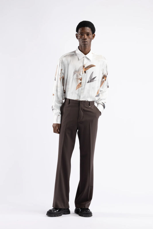 Pantalone flare misto lana - Moro