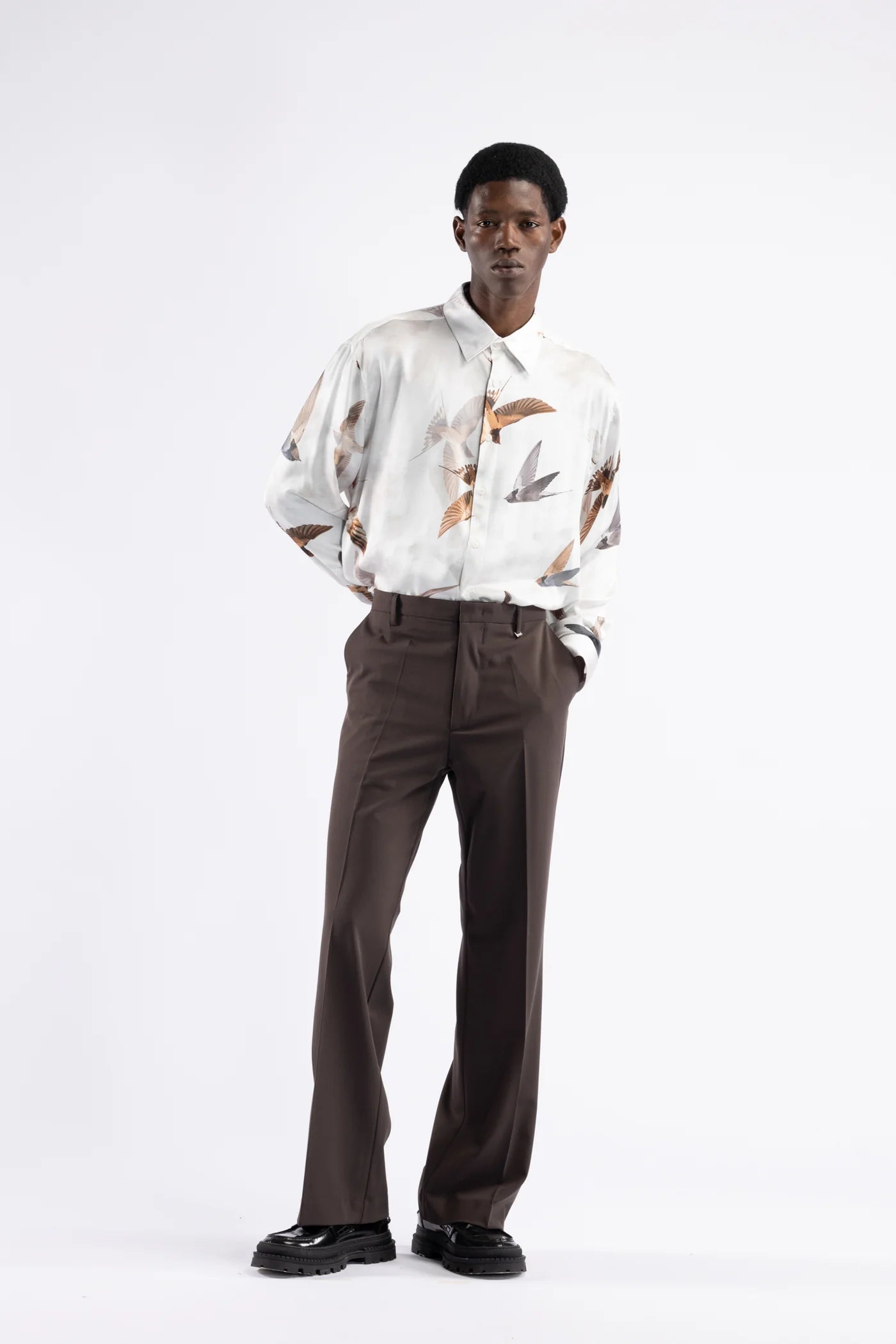 Pantalone flare misto lana - Moro