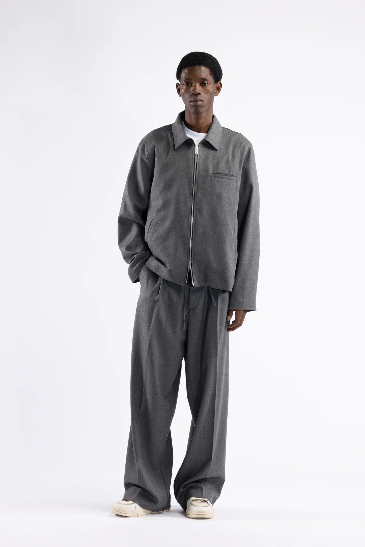 Giacca camicia con cerniera - Grigio