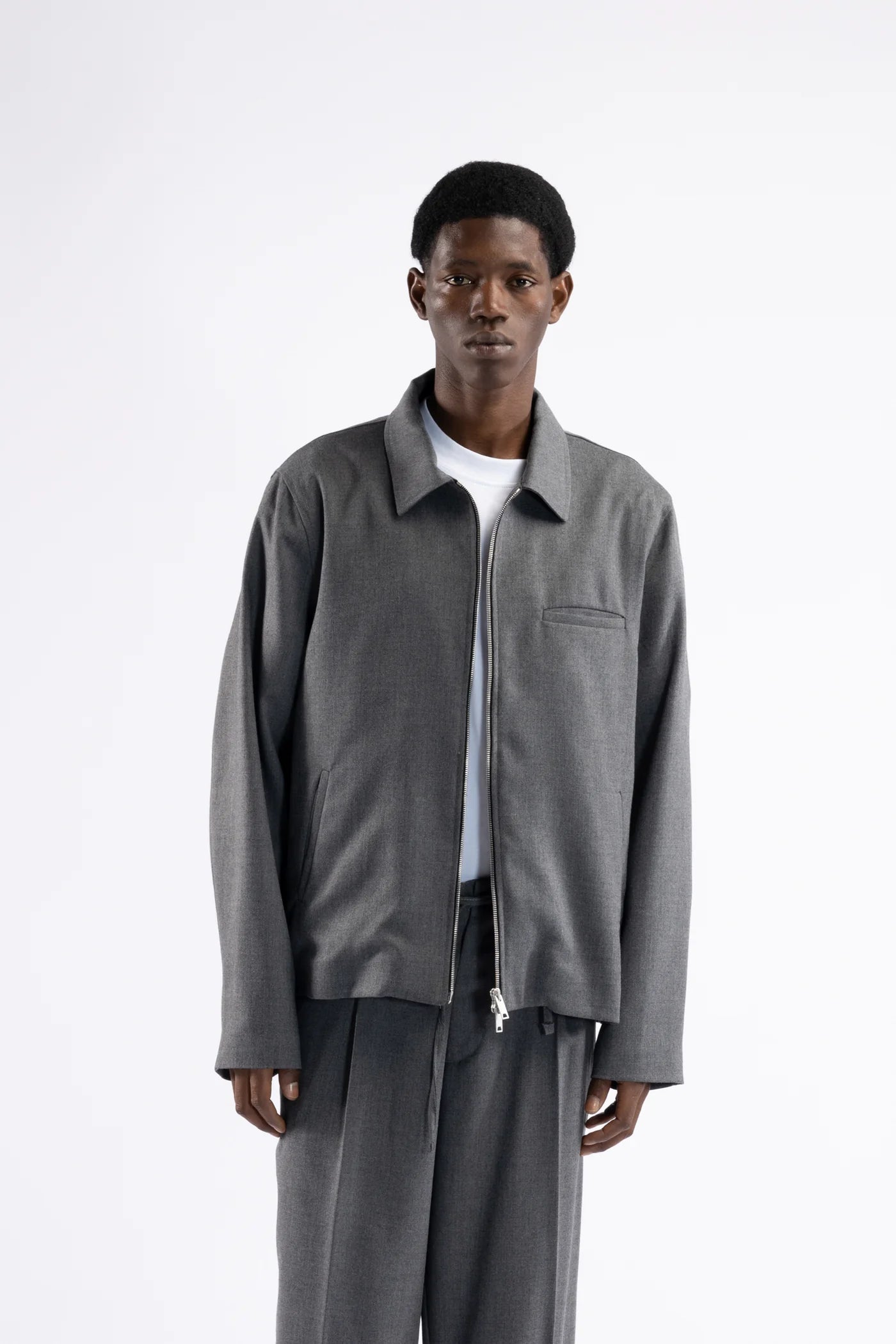 Giacca camicia con cerniera - Grigio