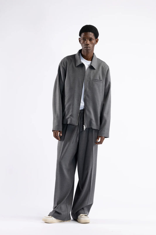 Giacca camicia con cerniera - Grigio