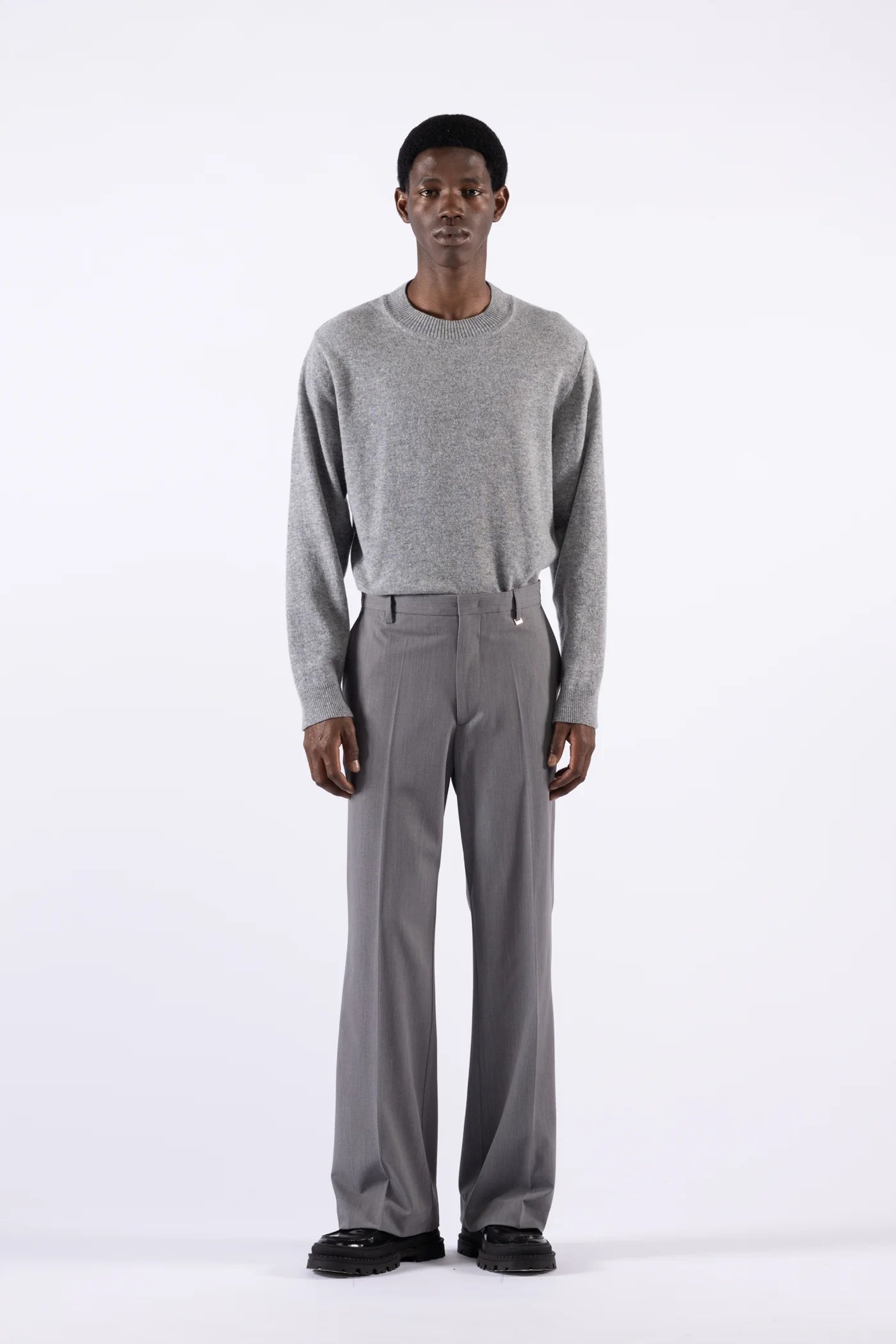 Pantalone flare in misto lana - Grigio