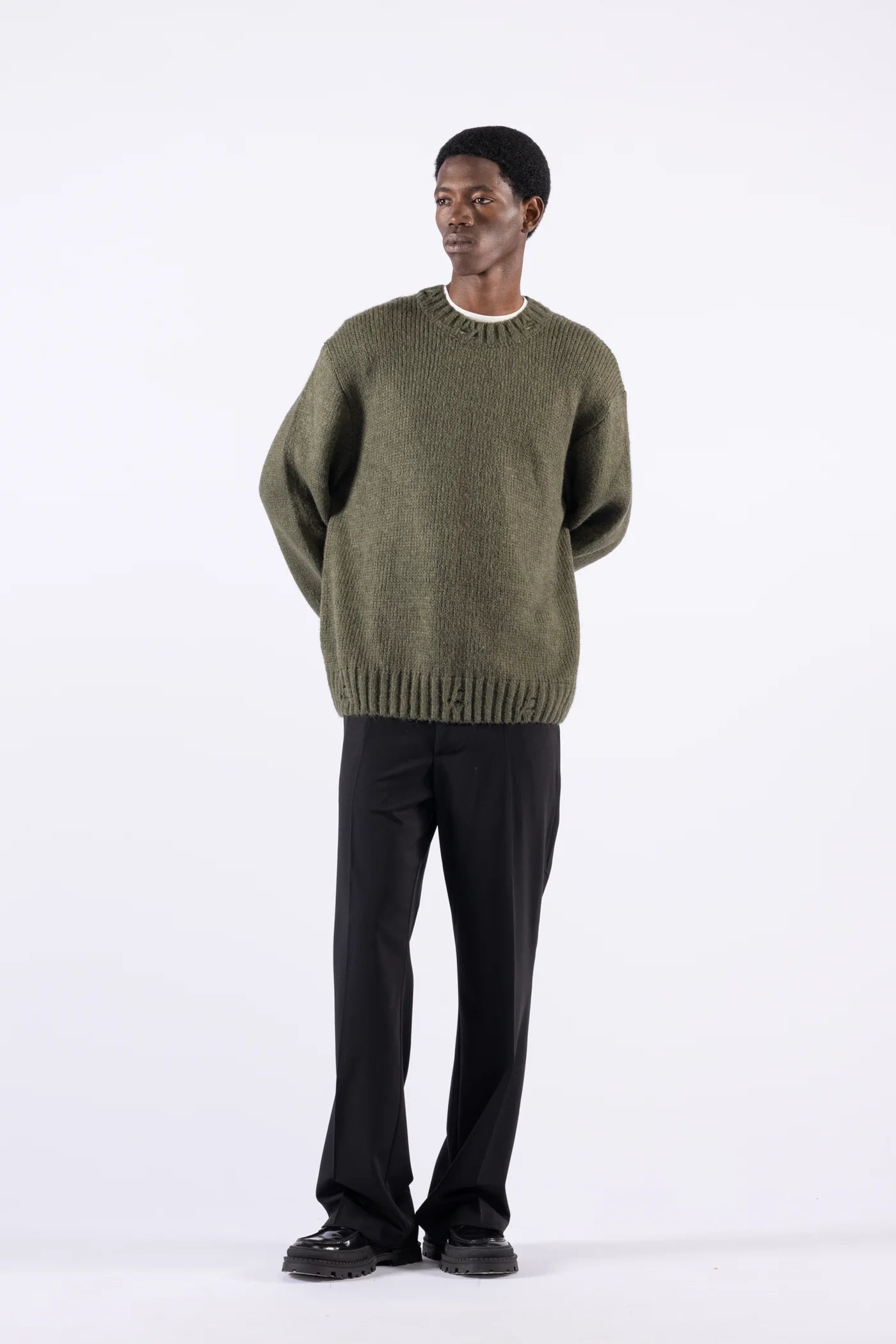 Pantalone flare in misto lana - Nero