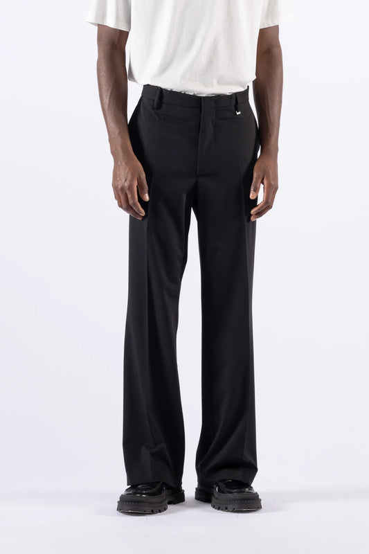 Pantalone flare in misto lana - Nero